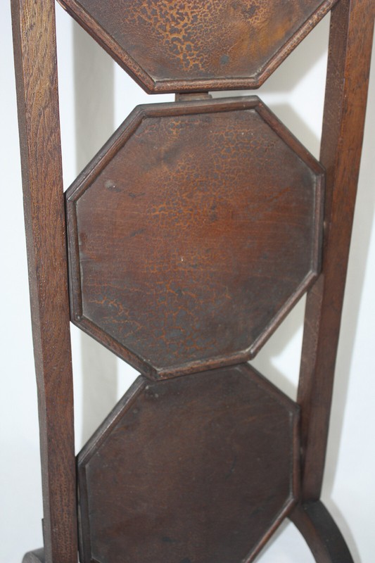 Antique 29" Folding Wooden 3 Octagonal Tier Cake Pie Stand -s gallery