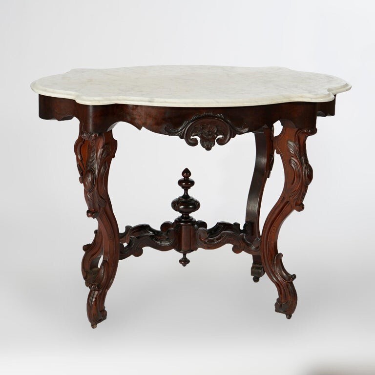 Renaissance Revival Walnut, Rosewood & Marble Table c1890 gallery