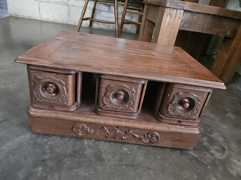 Antique 1900 Table Singer Treadle Sewing Machine Base 4 Drawers Cabinet Oak Wood