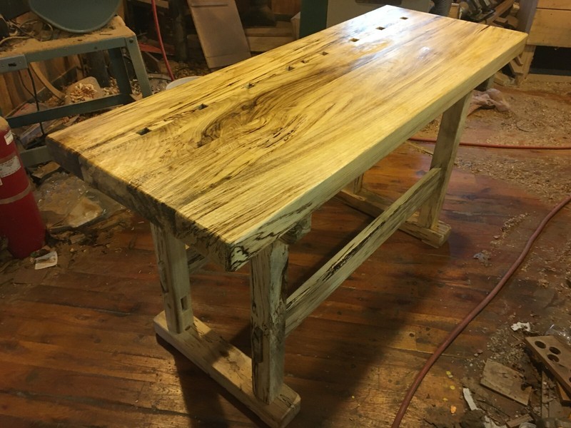 VINTAGE CARPENTER LEFT HAND WORKBENCH (amazing ambrosia ash) gallery