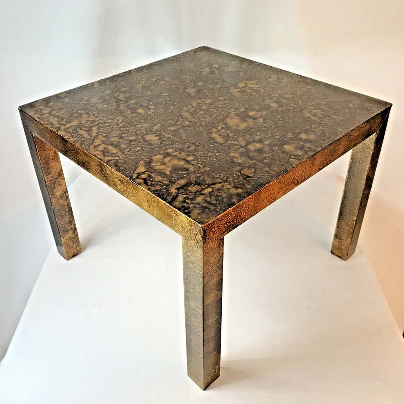 Vintage 1970 Lane Furniture Solid Wood Side Table w/Faux Tortoise Finish MCM a