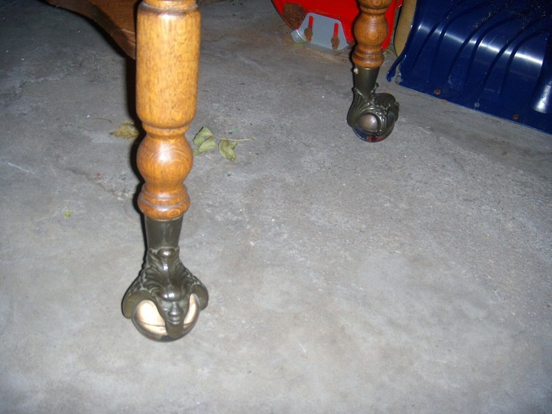 Quarter Sawn Oak PARLOR Table W/ 3" GLASS CLAW LEGS ( FACE ) 42 X 28 X 30" gallery
