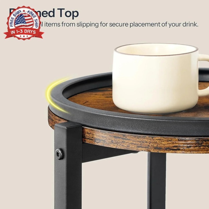 Rustic Brown 3-Tier Round Side Table 28.7 H for Living Room gallery
