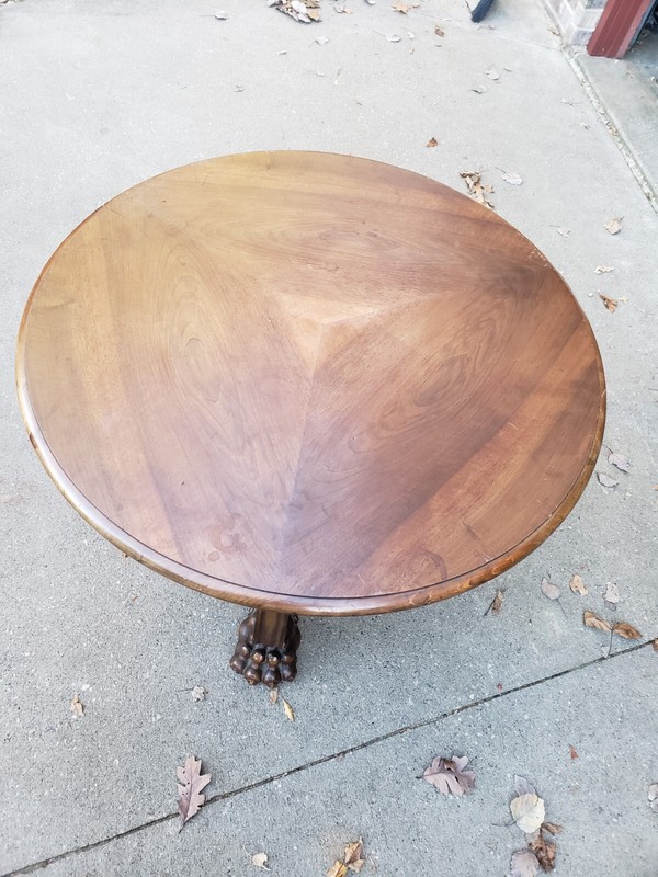 German Made 39in Walnut Entry Way Foyer Table Round Walnut gallery