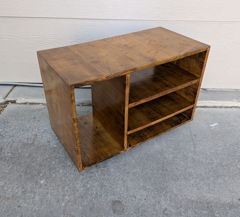 Vintage Mid Century Modern Rustic Wood Rolling TV Stand Media Shelf Cart Table