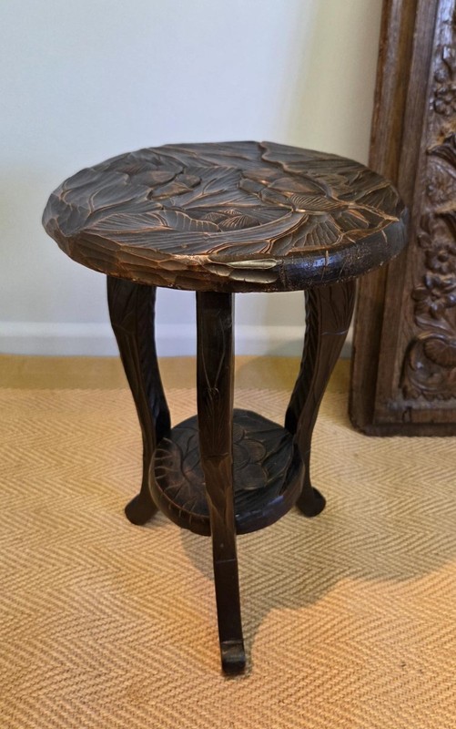 Small Arts And Crafts Liberty Japanese Carved Round Table gallery