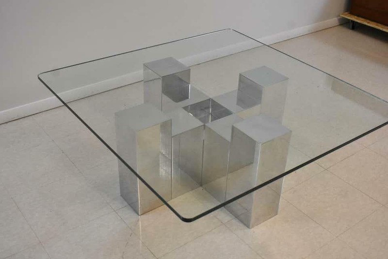 Paul Mayen Aluminum Glass Coffee Table gallery