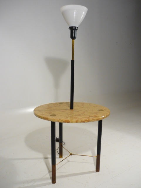 Vintage 50’s Harvey Probber Lighted Brass Marble Side Table Mid Century Modern