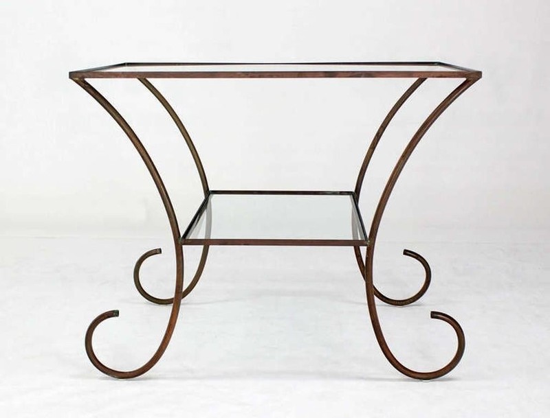 Large Deco Style Solid Brass Serving Console Hall Table circa 1930s Nice Patina gallery