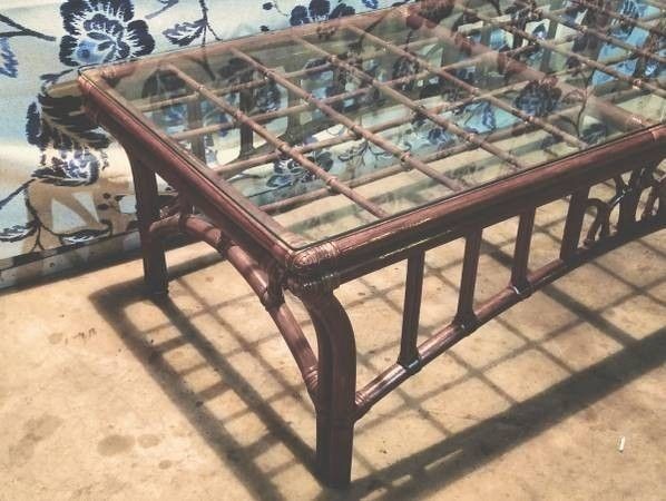 Classic Vintage Boho Rattan Glass Top Coffee Table gallery