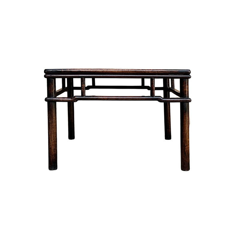 Oriental Vintage Brown Patina Stain Square Ming Style Coffee Table GB240