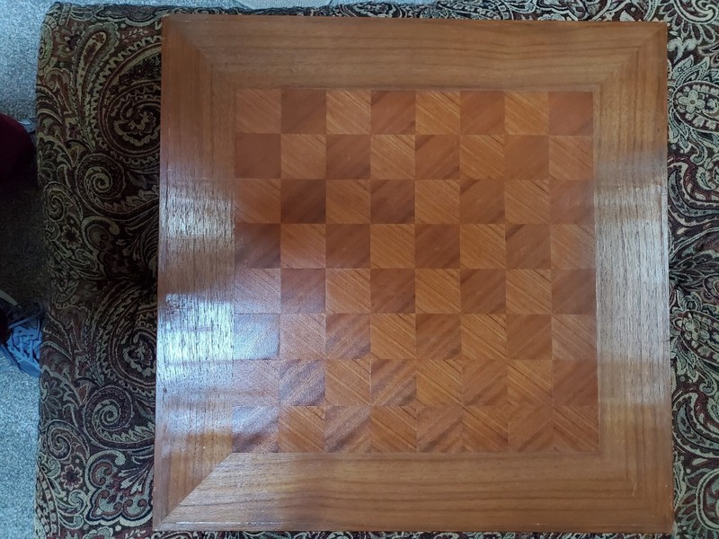 Vintage 1971 Custom Chess Table with drawer. Size is 22 X 22 X 8 inches gallery