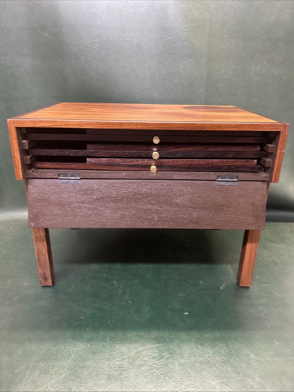 Fine Illum Wikkelso Mid Century Rosewood Folding Snack Table Set ~ Cape Cod gallery