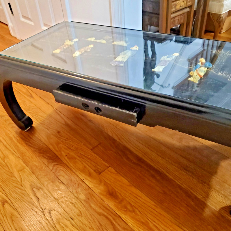Vintage Asian Chinoiserie Hand Carved Cocktail Coffee Table gallery