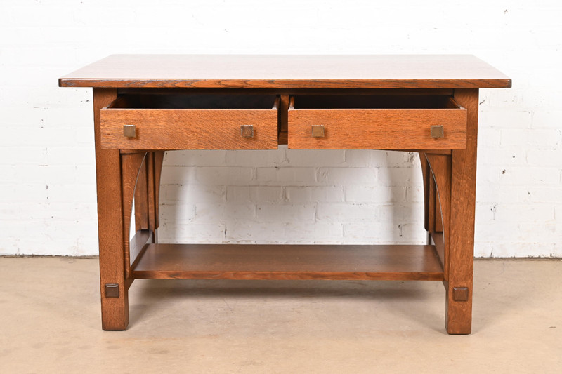 Limbert Antique Mission Oak Arts & Crafts Desk or Library Table, Refinished gallery