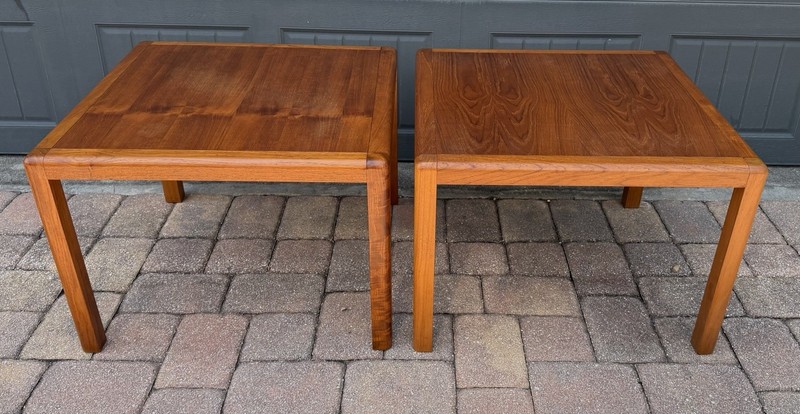 Pair Of Danish Teak MCM Coffee Tables Square With Solid Legs And Nice Grain gallery