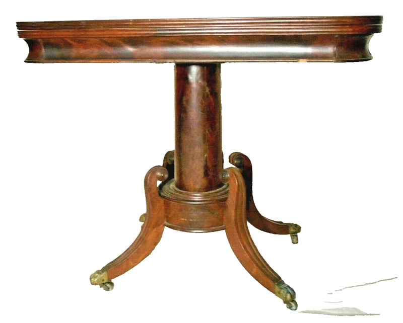 ANTIQUE EARLY 19th CENTURY FEDERAL SABER LEG MAHOGANY CARD TABLE