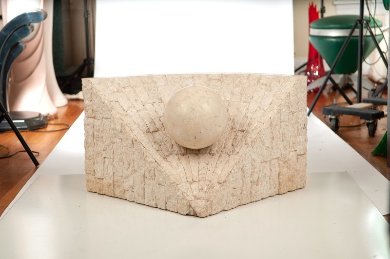 1980’s PostModern Tessellated Mactan Table Stone Magnussen Ponte plant stand