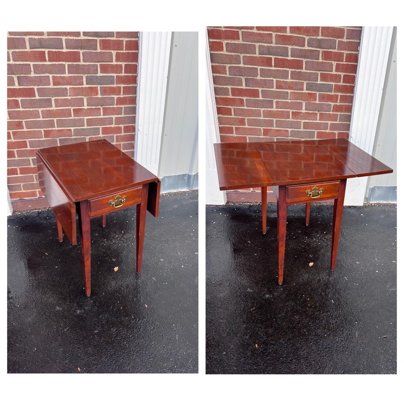 Pembroke Chery Wood Folding Drop Leaf Side / End Table With One Drawer 23x34x26