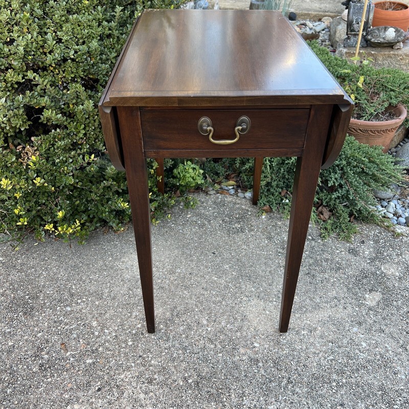 Henkel Harris Mahogany Drawer End Night Side Table Drop Leaf Wood 23x15x24h