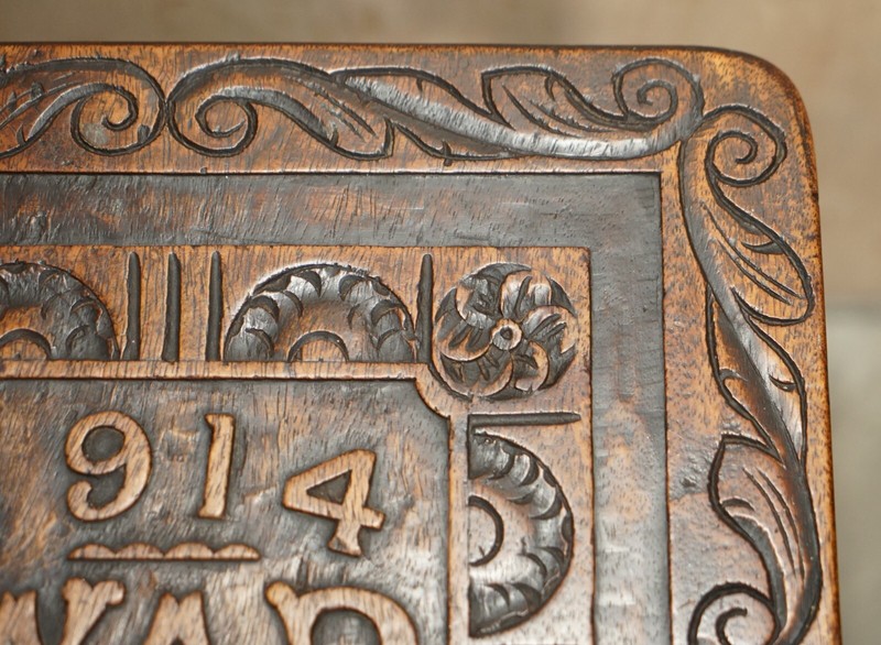 HAND CARVED 1914 - 1919 WWI SIDE TABLE MUST SEE PICTURES ONE OF A KIND PIECE gallery