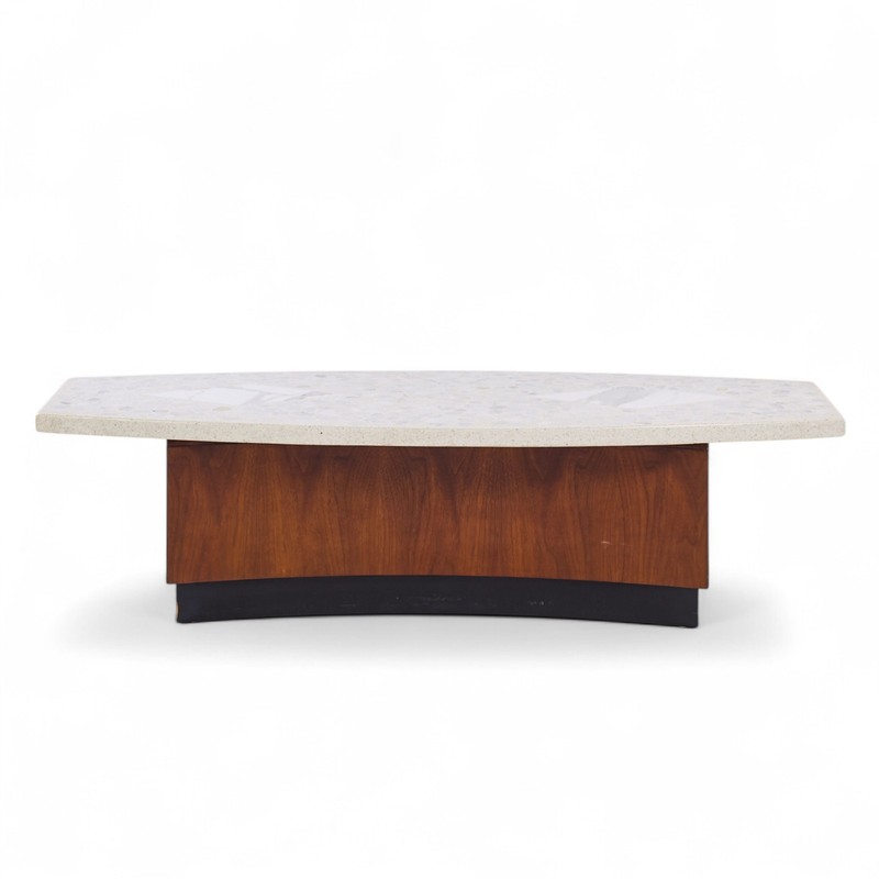Harvey Probber Mid Century Terrazzo and Walnut Coffee Table gallery