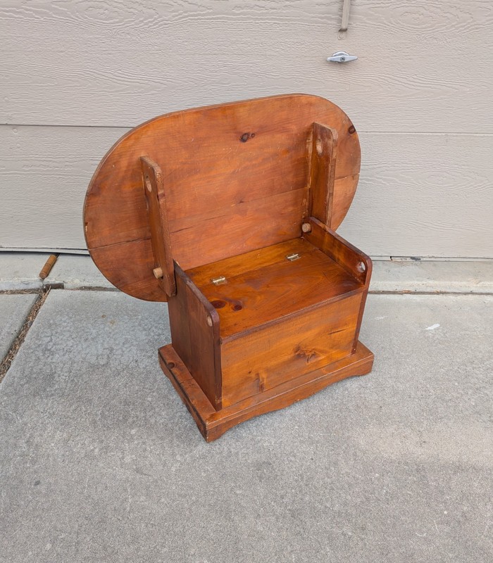 Antique Rustic Primitive Colonial Folk Art Pine Wood Tilt Top Tavern Chair Table