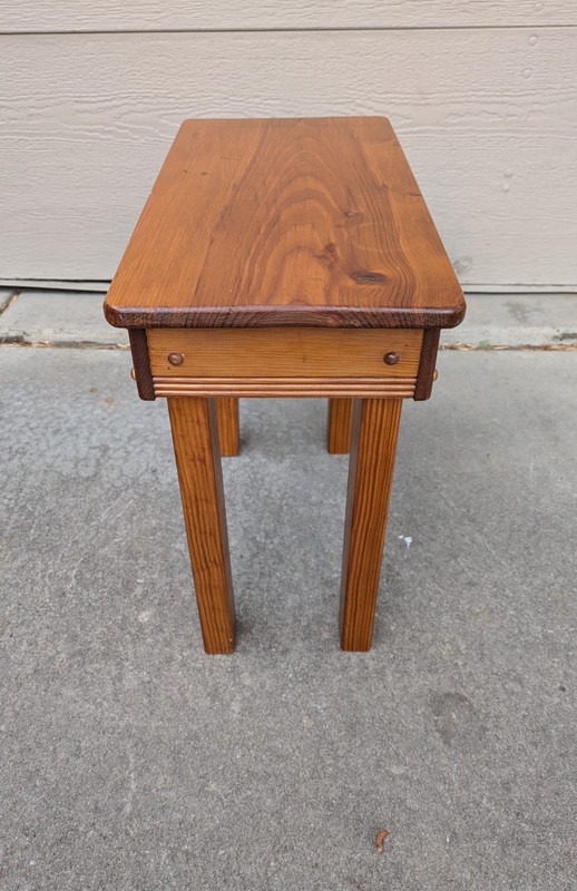 Vintage Rustic Country Farmhouse Primitive Small Wood Side Table D23 gallery