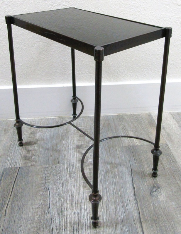 Vintage Rectangular Bronze and Black Granite Top 18" Tall Drink Table gallery