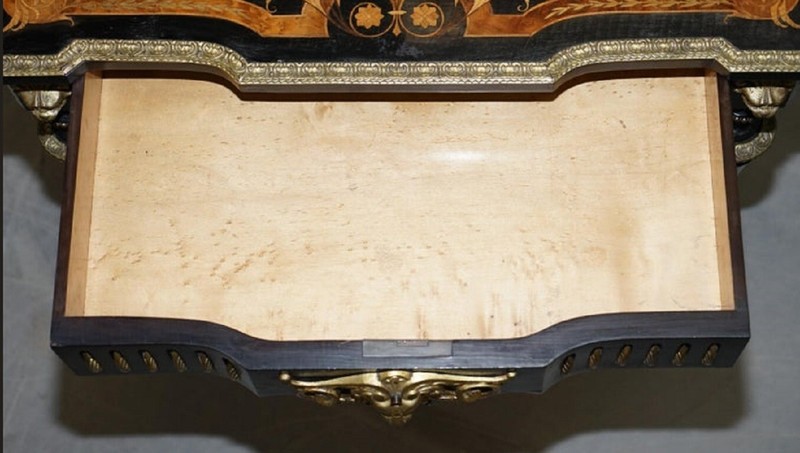 19th Century Louis Philippe Ebonised Marquetry Inlaid Bronze Extending Table gallery