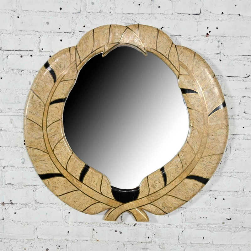 Art Deco Revival Tessellated Marble Console Table & Mirror Style Maitland Smith gallery