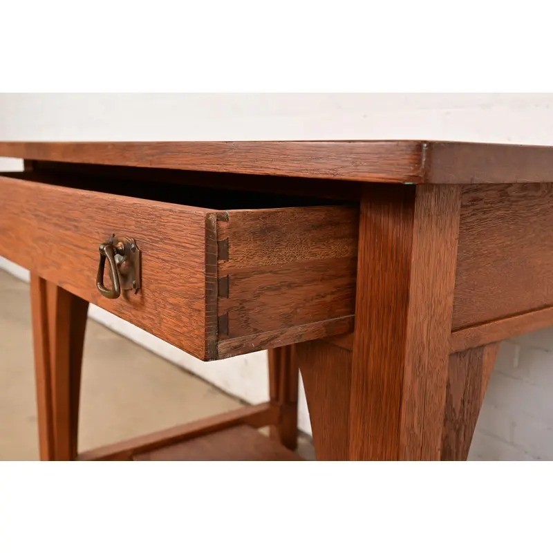 Limbert Antique Mission Oak Arts & Crafts Desk or Library Table, Circa 1910 gallery