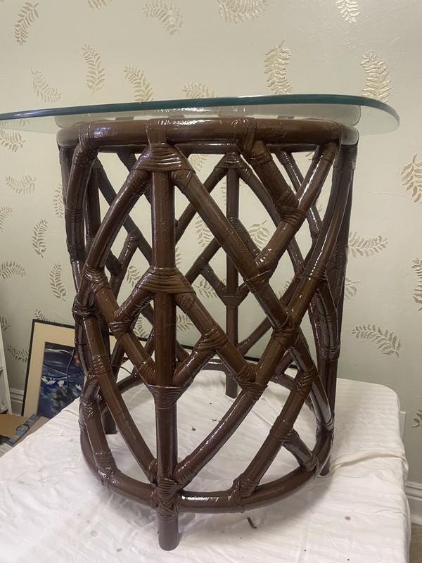Rattan Bistro Table ~ Indoor/Outdoos Thick Sturdy Glass Coffee Table gallery