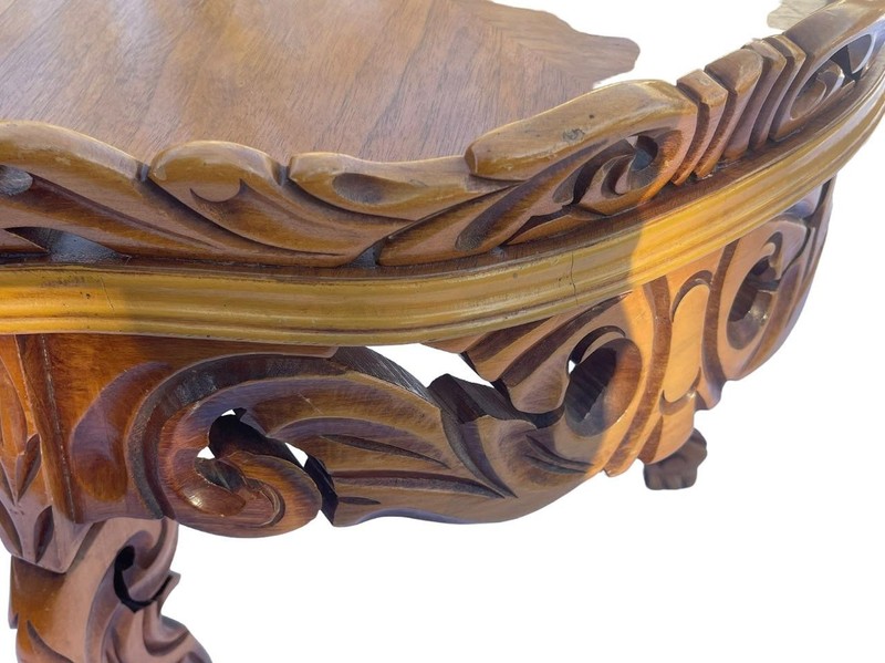 Baroque Style Coffee Tea Table with Glass Top Handcarved Wood gallery