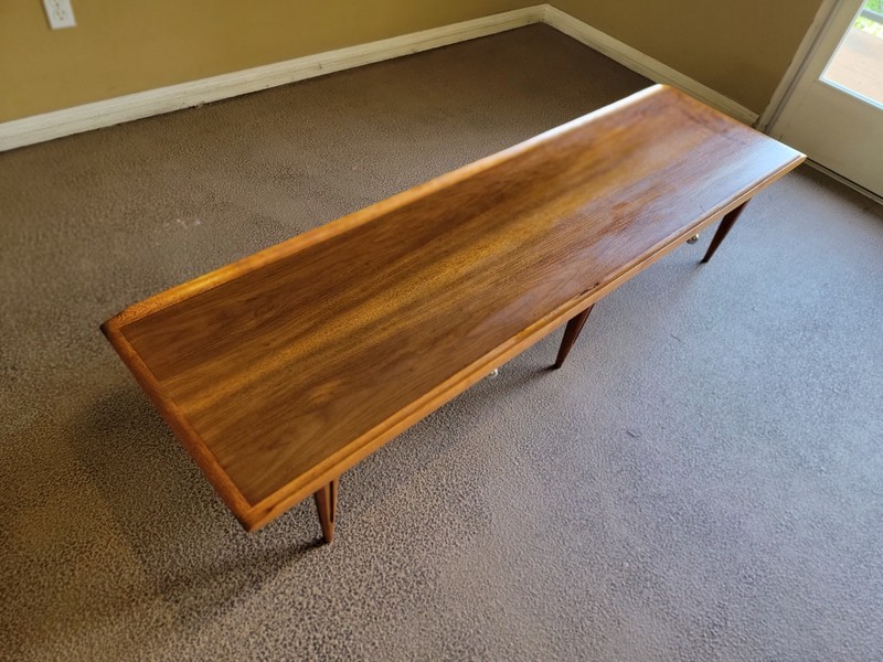 Mid Century Bassett "surfboard" coffee table *RESTORED*STUNNING* gallery