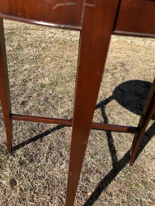 Art Deco Mahogany Round Side Table Leather Top Inlay Occasional Vintage gallery