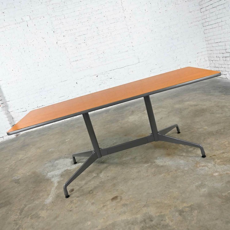 Vintage MCM Eames for Herman Miller Segmented Taupe Base Table Rectangular Top