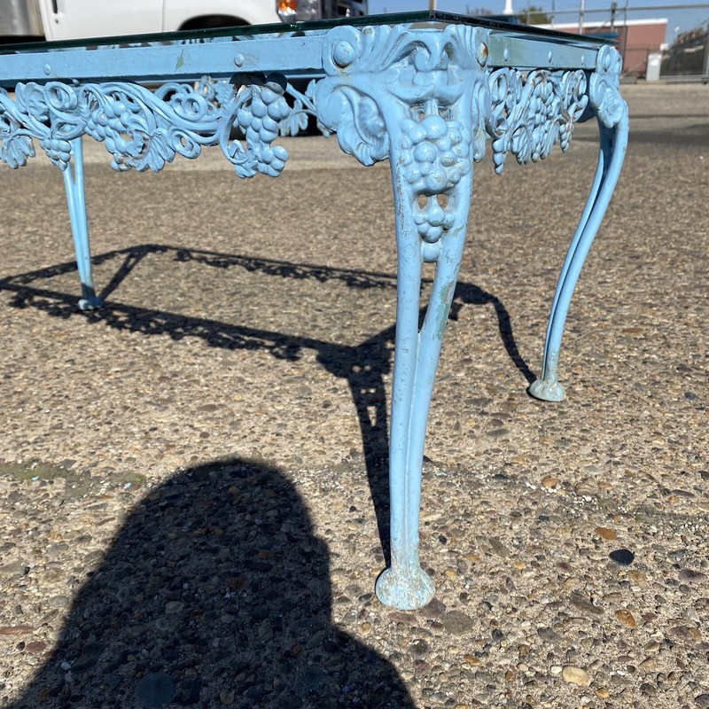 Vintage Molla Victorian Cast Aluminum Metal Glass Top Garden Patio Coffee Table gallery