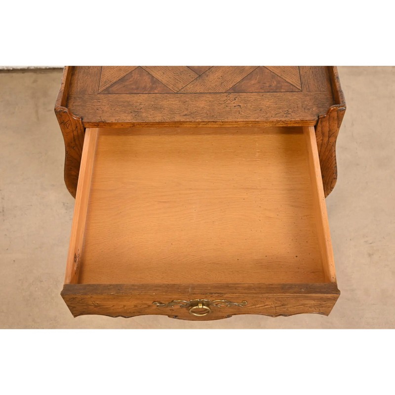 Baker Furniture French Provincial Louis XV Carved Oak and Burl Wood Tea Table gallery
