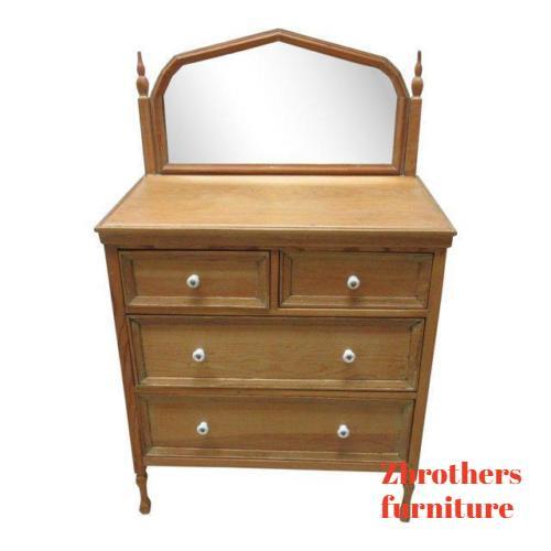 Custom Made Antique Depression Pine Child Doll High Chest Dresser Mirror