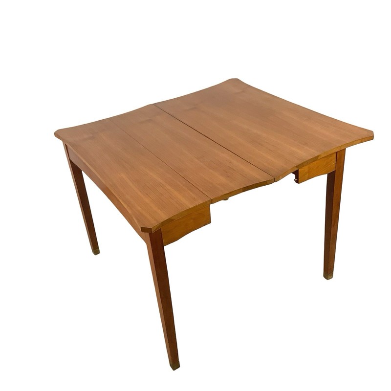 Vintage Mid Century Console to Dining Table Scalloped Top Extension Table