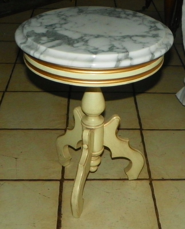 Mahogany Cream Finish Marble Top Plant Stand (RP-PS185) gallery