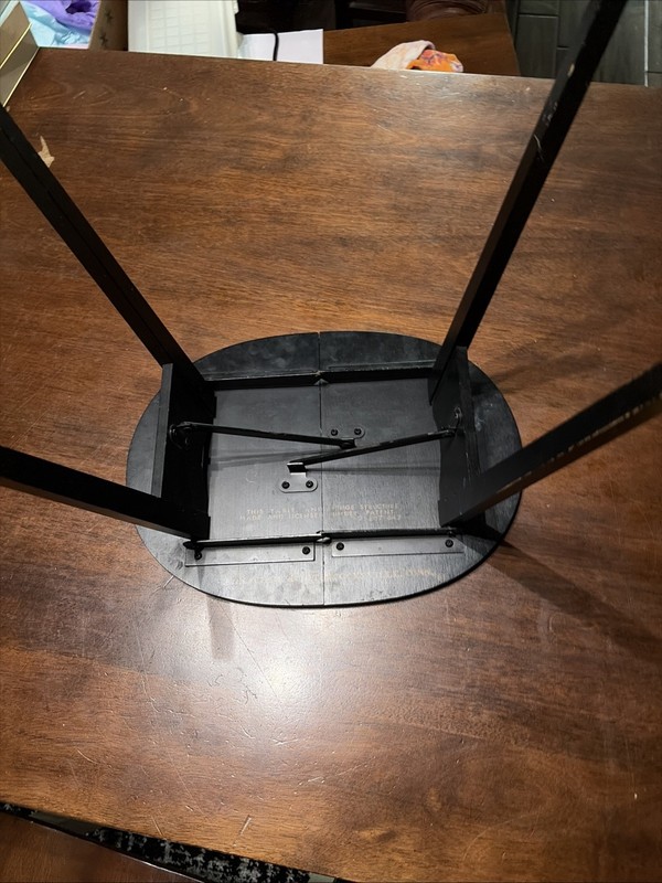 Beautiful L Hitchcock Petite Wood Folding Oval Tea Side Table Black Floral gallery