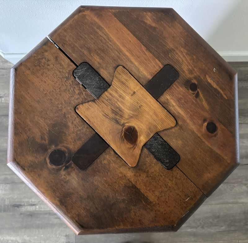 Antique Craftsman Style Wood Side Table "Puzzle Table" Solid Beautiful Wood gallery