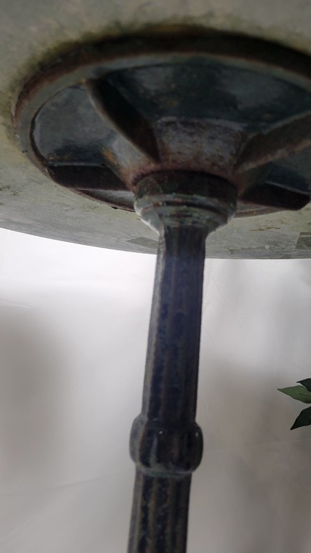 Marble Bistro Table, Cast Iron Pedestal Base, Pink Marble Top, Ice Cream Parlor gallery