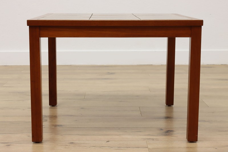 Midcentury Modern Vintage Teak & Ceramic Tile Coffee Table #54592 gallery