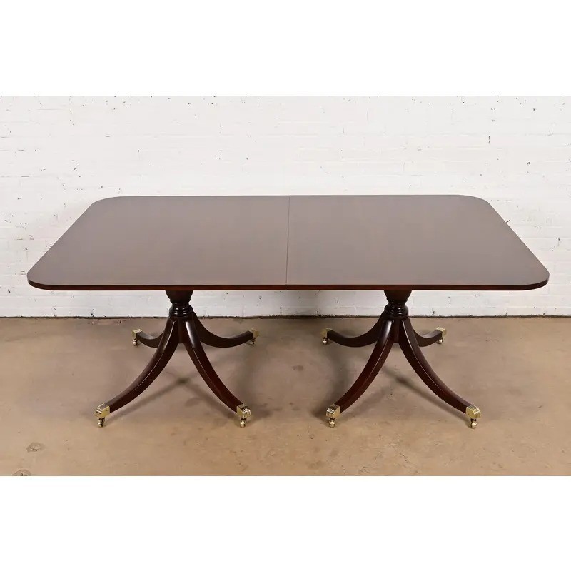 Kittinger Georgian Double Pedestal Extension Dining Table, Newly Refinished gallery