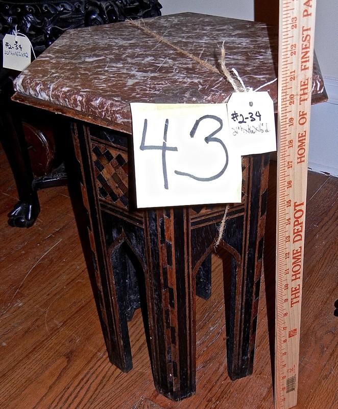 Plant Stand English End Table Enlaid Marble top (Cat# 43 2-34) gallery