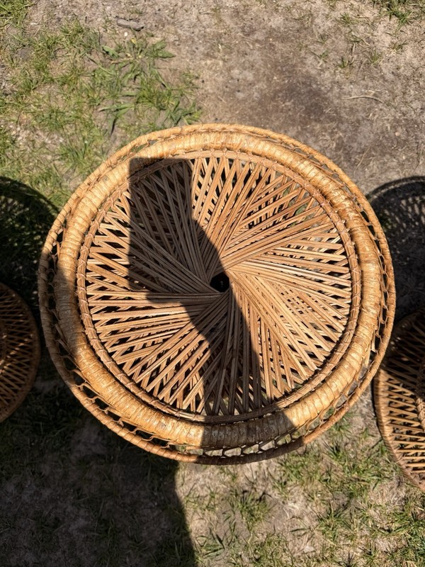 Vintage Wicker/Rattan Glass Top Coffee Table – Boho Coastal Peacock Style gallery