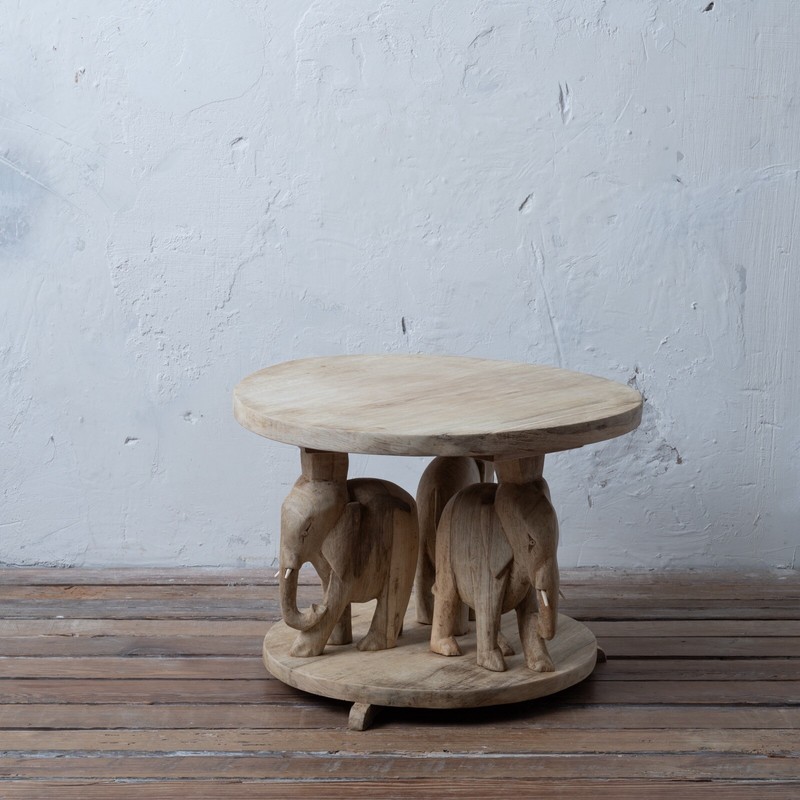 Bleached Ashanti Carved Elephant Coffee Table, 1960s gallery